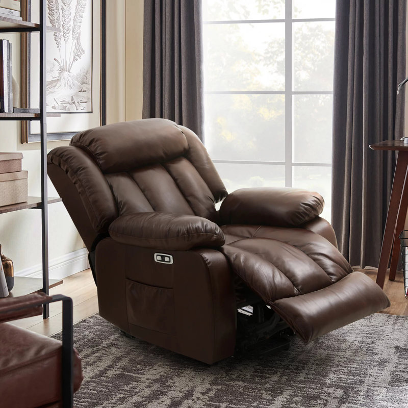 Latitude Run® Dual Motor Power Lift Chair. Leather Recliners with